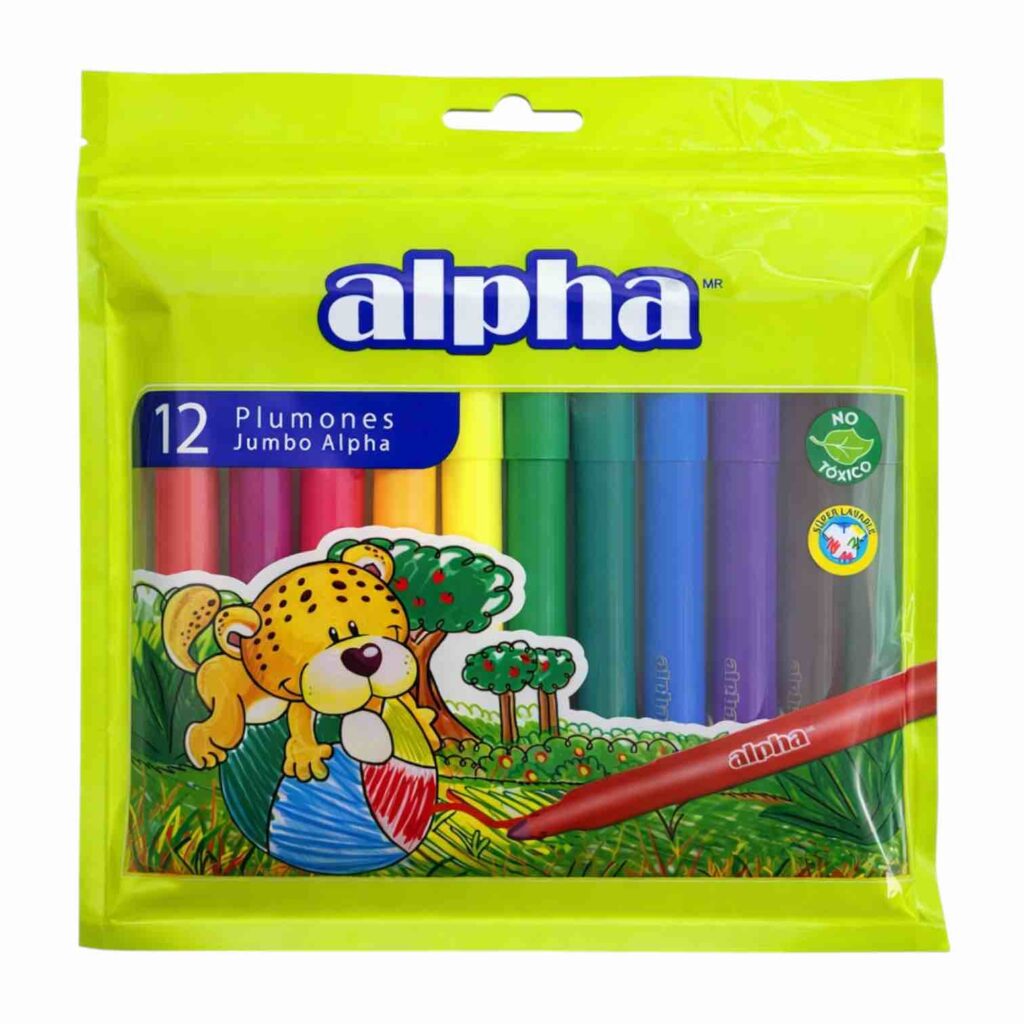 Plumones Gruesos Alpha Estuche x 12 und.