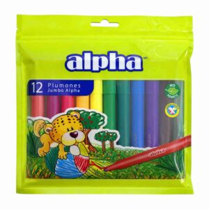 Plumones Gruesos Alpha Estuche x 12 und.